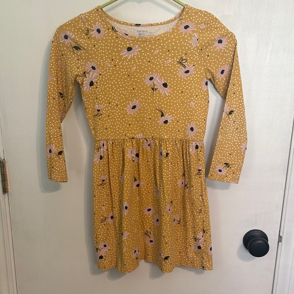 Carter's Mustard Floral Kids Dress size 7 - Picture 1 of 5
